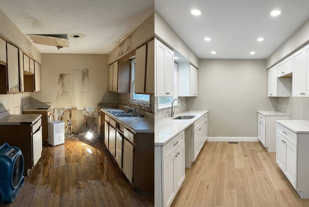 Mold Prevention After Water Damage restoration β home kitchen of bi-level home in Allendale, NJ