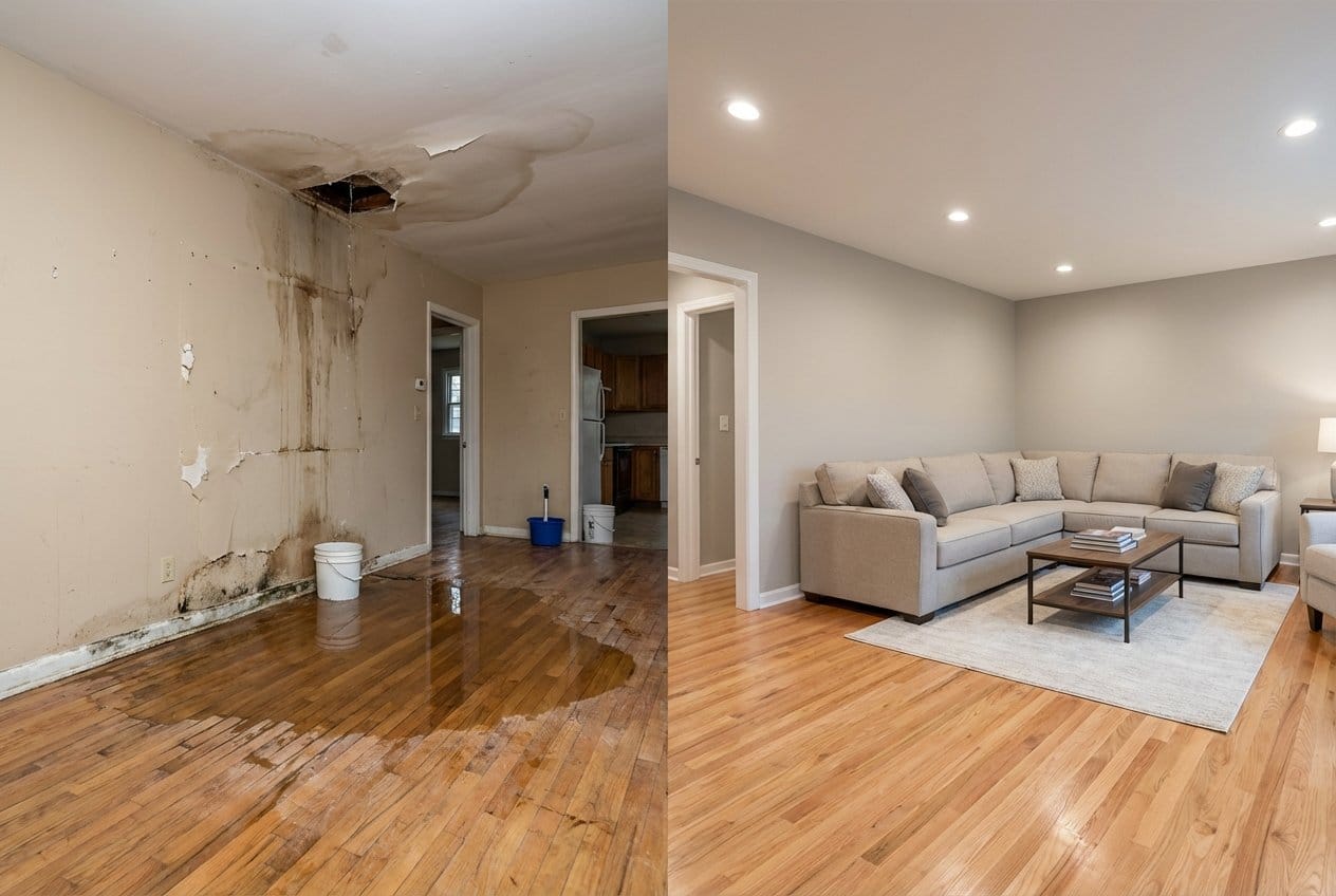 Allendale Water Damage Restoration living room restoration before and after in Allendale