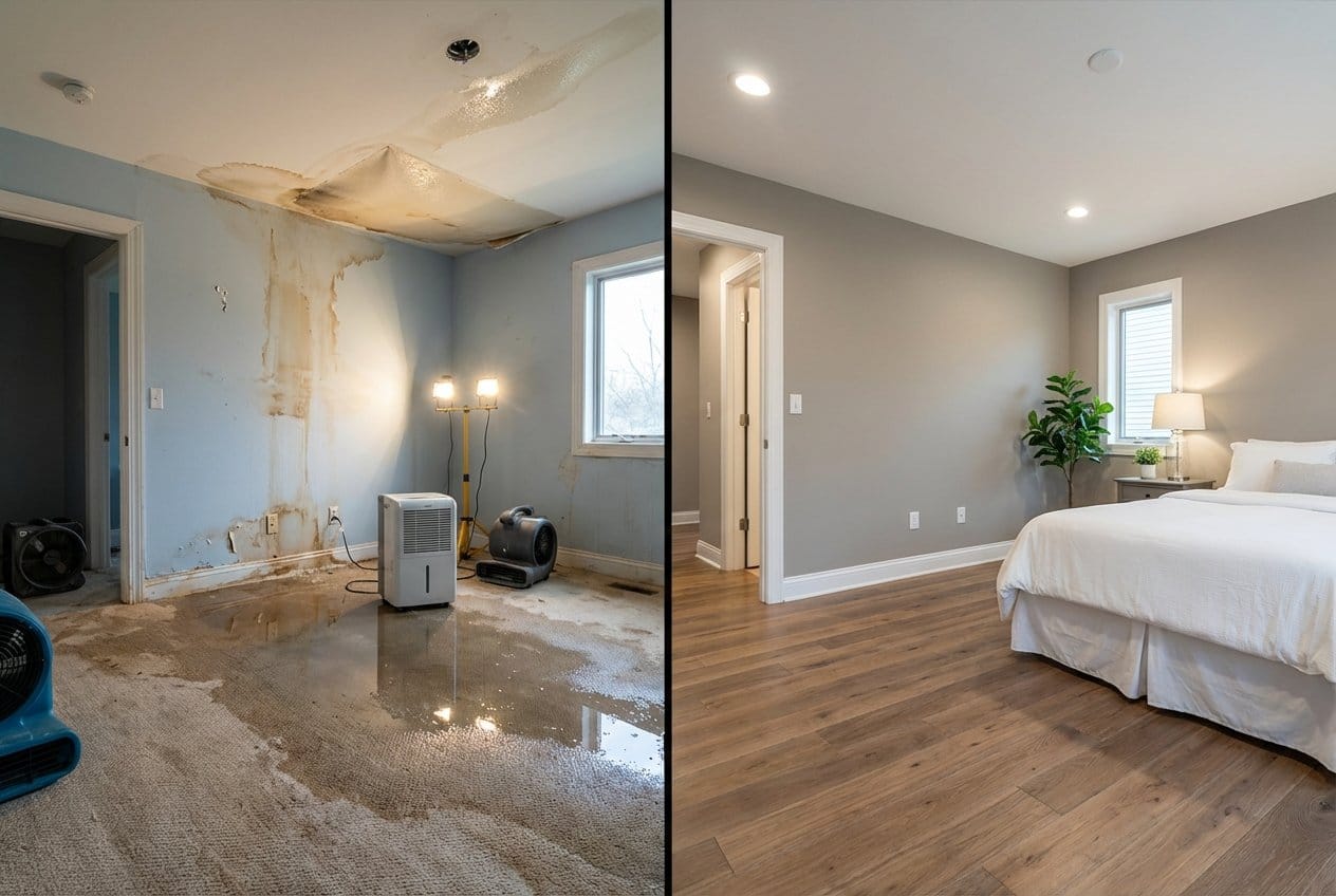 Allendale Water Damage Restoration bedroom restoration before and after in Allendale